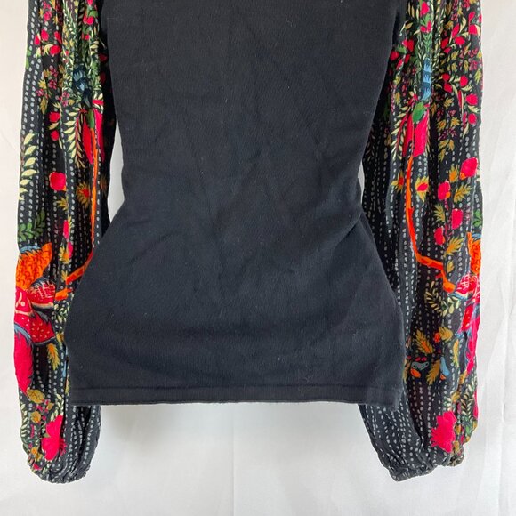 Blink London Top XXS Black Bodice Long Multi-Colored Sleeve Knit - Picture 8 of 10